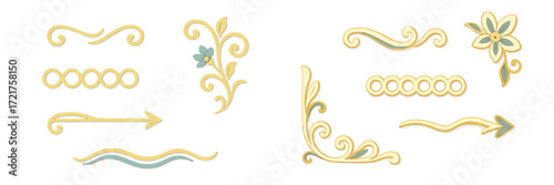 Decorative floral and swirl designs in soft colors for creative projects and stationery