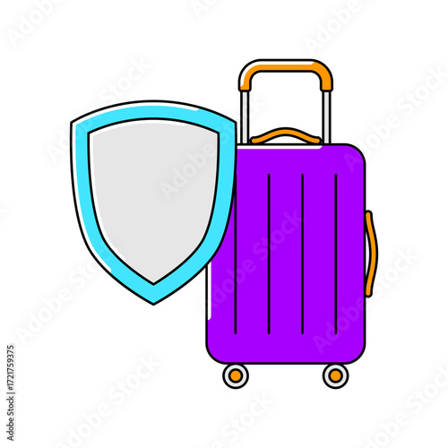 Luggage insurance icon. Air travel and tourism item.