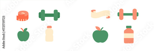 Healthy lifestyle icons depicting fitness, nutrition, and wellness choices for balanced living