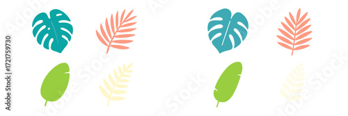 Colorful tropical leaves pattern design showcasing vibrant foliage in a playful arrangement