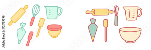 Creative cooking tools for baking and preparation in a colorful design setting