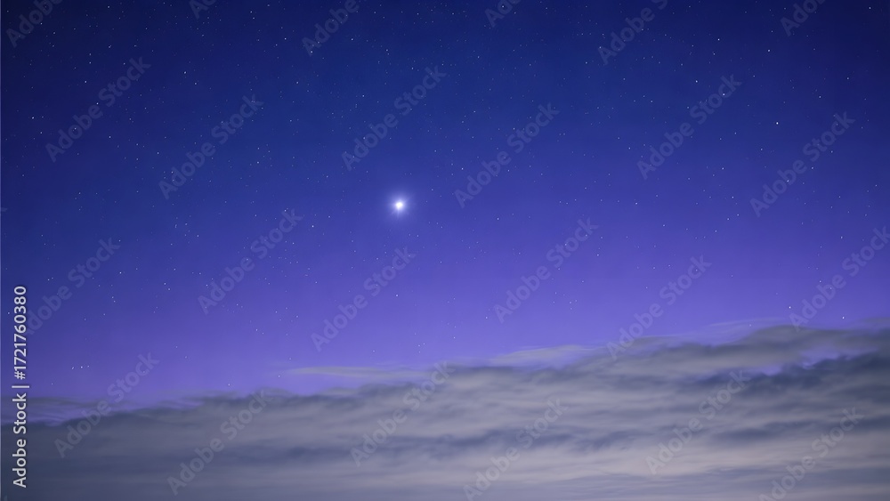 Naklejka premium A nighttime sky with stars and planets above