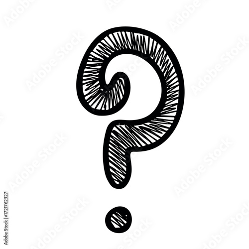 Hand drawn question mark clipart Single element for design