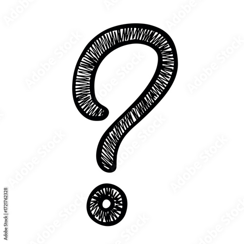 Hand drawn question mark clipart Single element for design