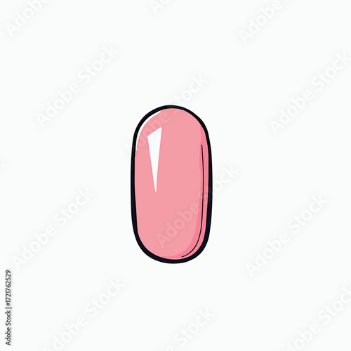 Pink nail design with glossy finish on white background  