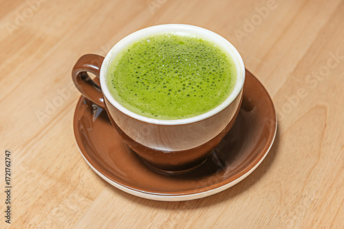 Hot steam gently rising from a cup of hot matcha tea, captured isolated on a transparent background in a vector illustration