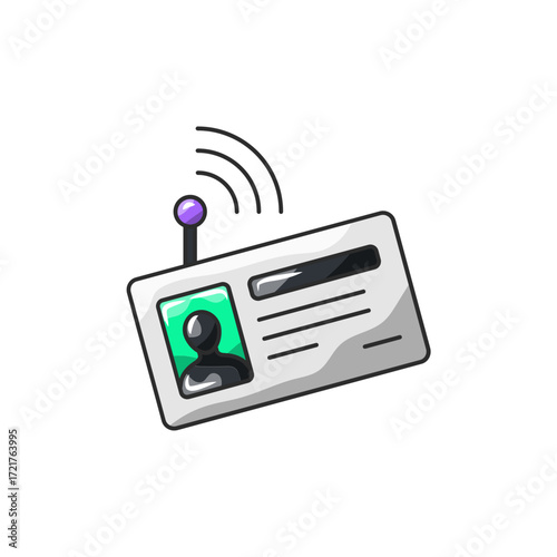 Contactless Chip Icon, Wireless and NFC Technology Outline