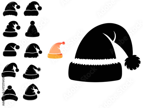 Collection of santa hats christmas holiday season winter festive vector