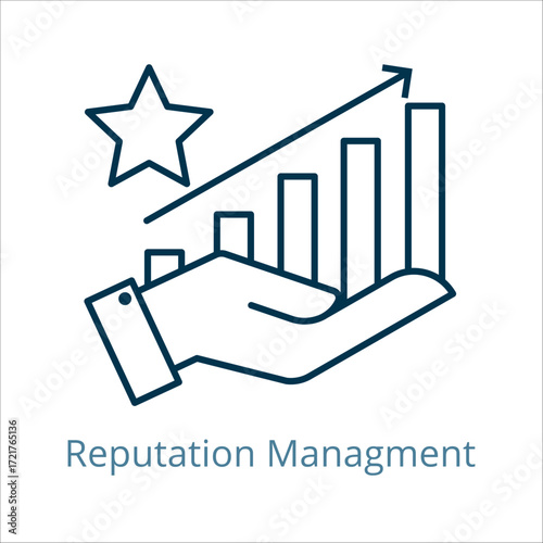 reputation management icon vector illustration, simple line element reputation management with editable stroke, reputation management simple icon, reputation management icon line style vector image