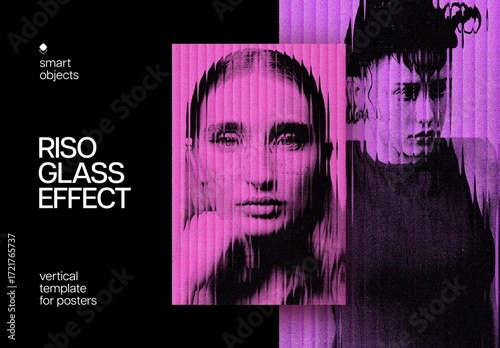 Risographic Glass Poster Photo Effect Mockup