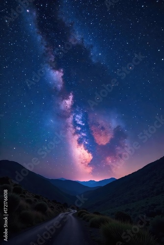 A breathtaking night sky filled with countless stars, illuminating the dark landscape with a celestial glow Perfect for astronomy, space, and nature themes , starlight, horizon, nature