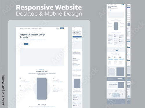 Save time and work smarter: design website desktop and mobile layout using this professional wireframe. Perfect for rapid prototyping and client approvals.