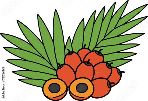 Ripe orange fruit with green leaves vector illustration scalable eps graphic