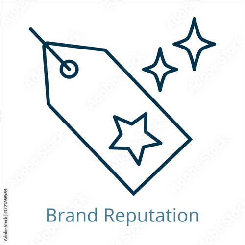 Brand Reputation icon vector illustration, simple line element Brand Reputation with editable stroke, Brand Reputation simple icon, Brand Reputation icon line style vector image