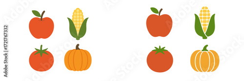 Colorful collection of autumn fruits and vegetables displayed together for a seasonal celebration