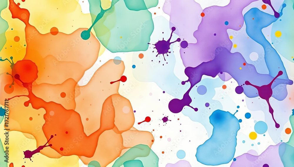 Fototapeta premium Seamless watercolor ink splash pattern, ideal for fabric, wallpaper, and textile design, chaotic, illustration