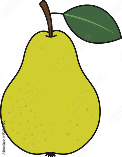 Fresh green pear with leaf vector illustration scalable eps fruit icon