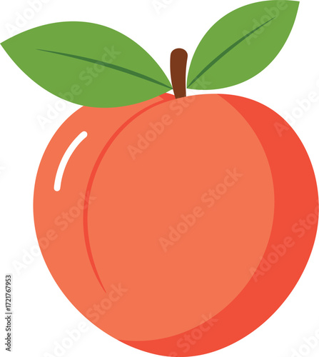 Fresh peach with green leaves vector illustration scalable fruit graphic eps
