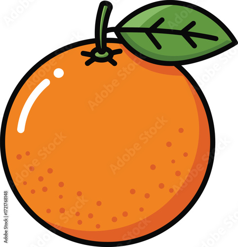 Fresh orange fruit with green leaves vector illustration for healthy food design