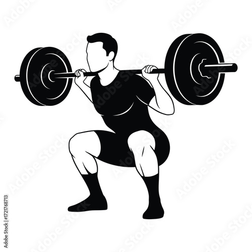 Silhouette of Weightlifter with Barbell