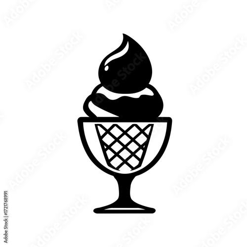 A delectable chocolate ice cream cone topped with a rich, inviting swirl of chocolate