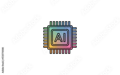 Illustration of a colorful ai chip, symbolizing artificial intelligence and modern technology, perfect for tech blogs, educational materials, and futuristic designs