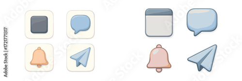 Colorful icons representing communication and notifications in a clean digital interface