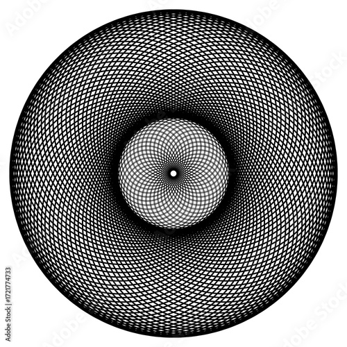 Mandala art abstract black and white minimal style for tattoo or screen printing on fabric, mugs and bowls.