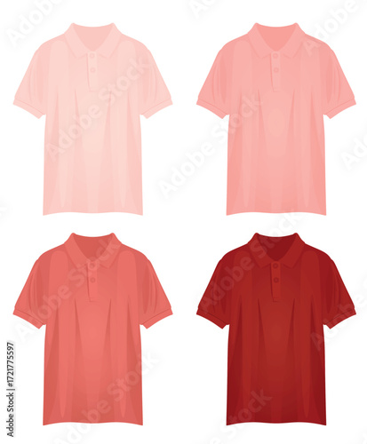 Red t shirt set.  vector illustration	

