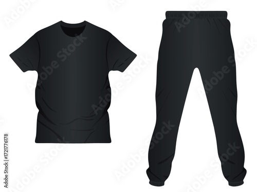 Black t shirt and bottom. vector	