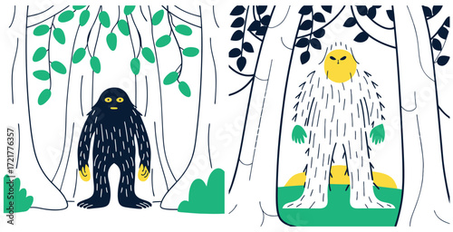 Mythical troll creature with sturdy twisted roots and moss covered features vector art design