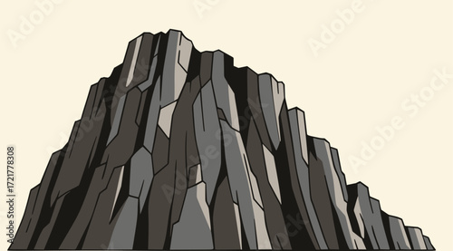 Steep Rocky Cliff Vector Illustration