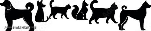 Dog and Cat Vector Silhouettes Collection