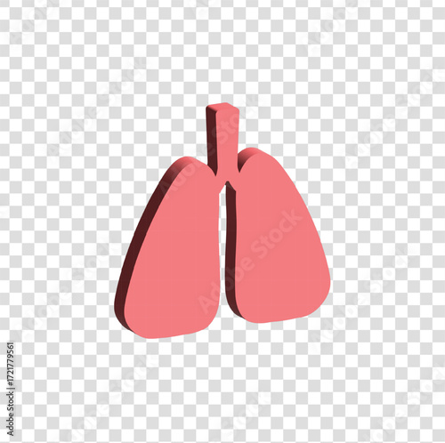 3D icon of human lungs in pink, symbolizing breathing, pulmonology, and respiratory health.