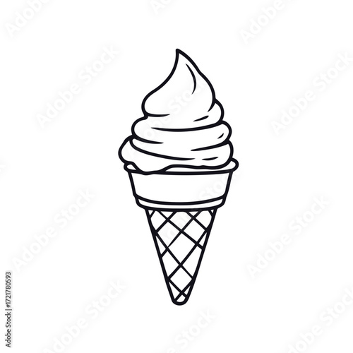 A vector illustration of a sweet, delicious ice cream cone with vanilla and chocolate scoops, perfect for a cold summer dessert
