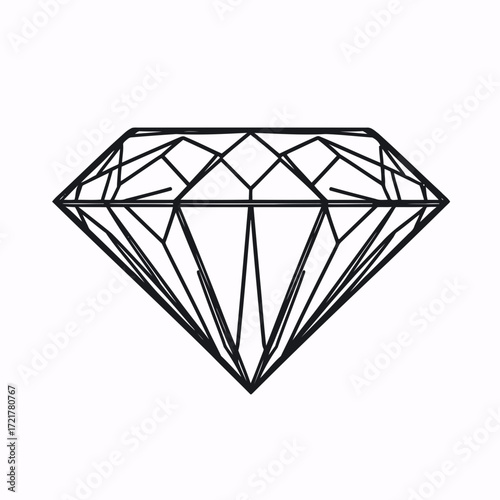 Precious brilliant cut diamond gemstone isolated on a white background with a clean vector illustration