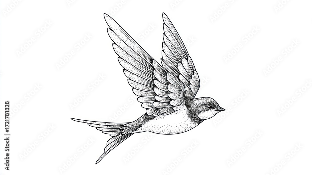 Obraz premium Swallow in flight illustration