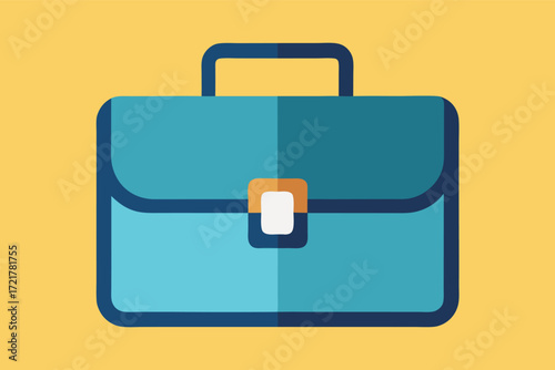 Simple blue briefcase on a bright yellow background for creative business design