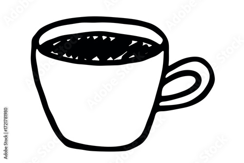 Cute cup of tea or coffee illustration Simple mug clipart Cozy home doodle Single element for design