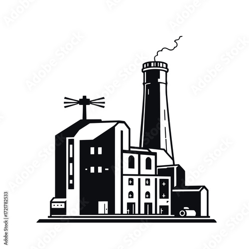 Industrial city with factories