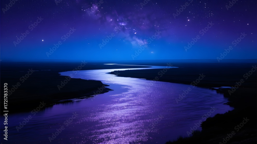 Fototapeta premium Milky Way over river at night