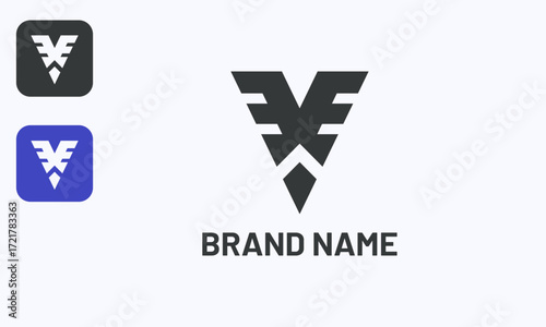 Wing Themed VE Logo Unique Simple Modern Design