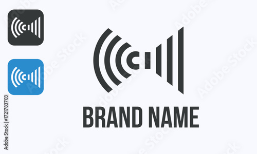Sound Wave Letter C Logo Modern Unique Simple Design
