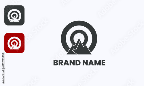 Modern Unique Simple Elegant Mountain with Sun Shape Logo
