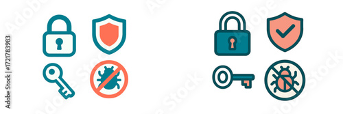Symbols of security and protection against threats in a digital landscape