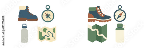 Equipment and essentials for outdoor hiking adventures in nature and exploration activities