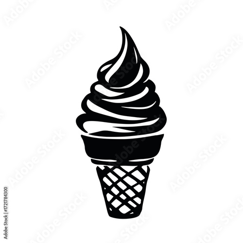 A sweet chocolate ice cream cone, a delicious frozen dessert with a simple vector illustration