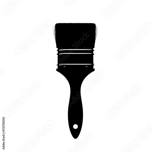 Black paint brush silhouette isolated on white background