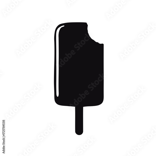 Sweet vanilla ice cream bar with chocolate on a stick isolated on a white background