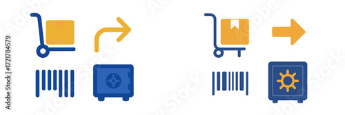 Delivery and security process symbols showing efficient handling of packages and safeguarding valuables